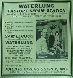 Young Sam – early "waterlung" technician