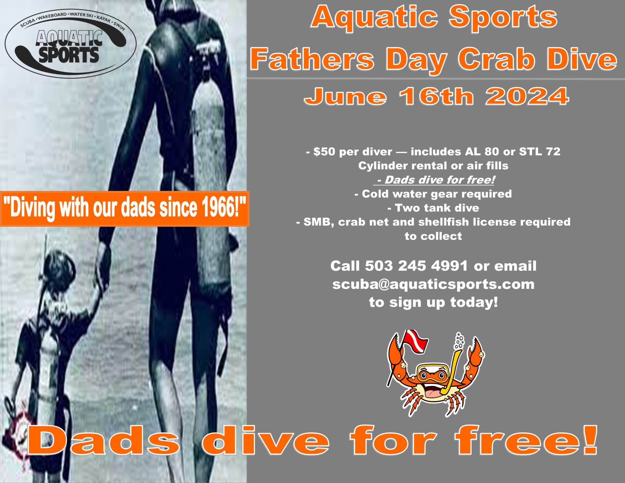 Dads dive for free this Father's Day with Aquatic Sports